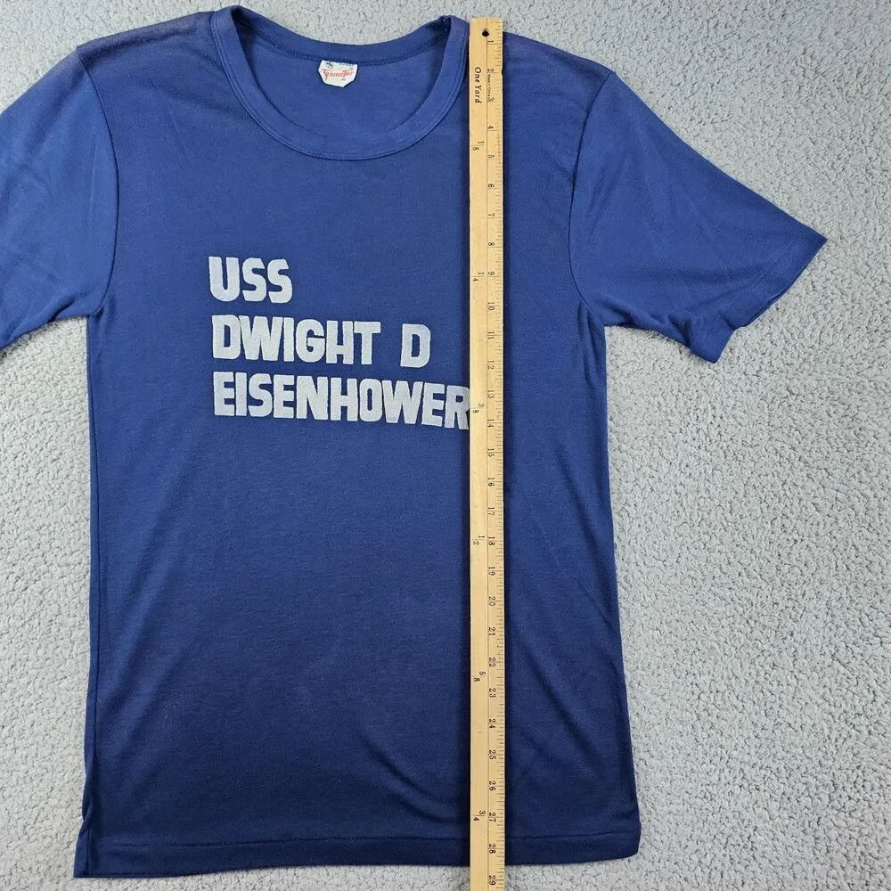 USS Dwight D Eisenhower Shirt Mens Small Blue 90s Navy CVN-69 Aircraft Carrier